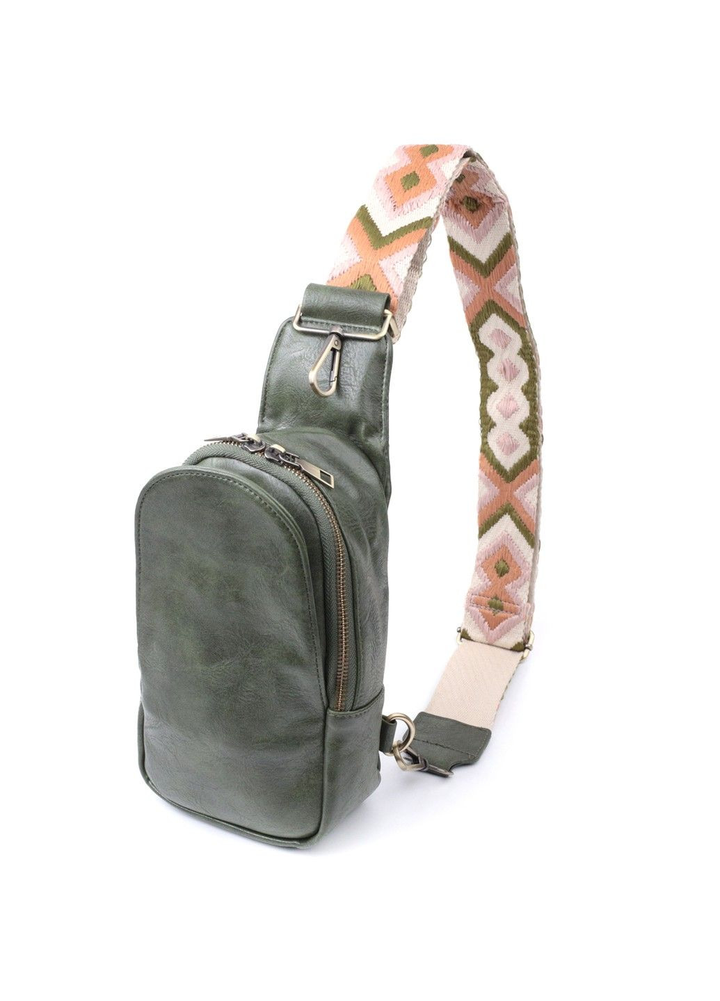 Красивая сумка через плечо в модном цвете из экокожи 22791 Зеленый Vintage (303877300)