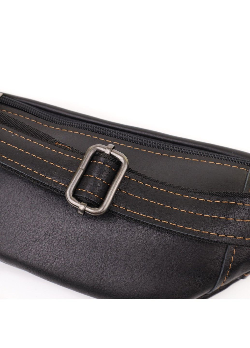 Мужская сумка-бананка из натуральной гладкой кожи 23125 Черный Shvigel (335081586)