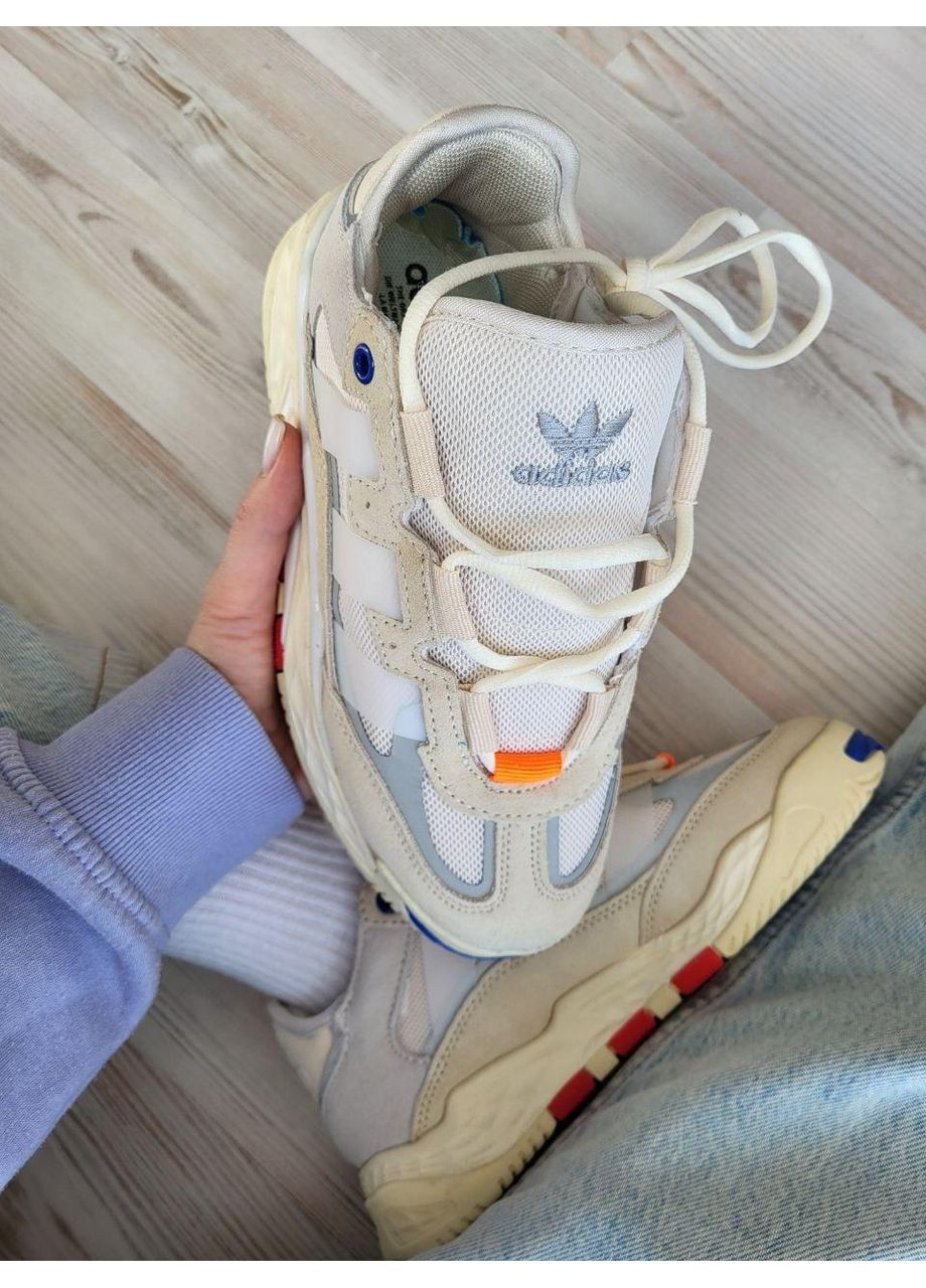 КРОССОВКИ ЖЕНСКИЕ ADIDAS NITEBALL BEIGE GREY LOGO АДИДАС НАЙТБОЛ No Brand серые демисезоны (369389747)