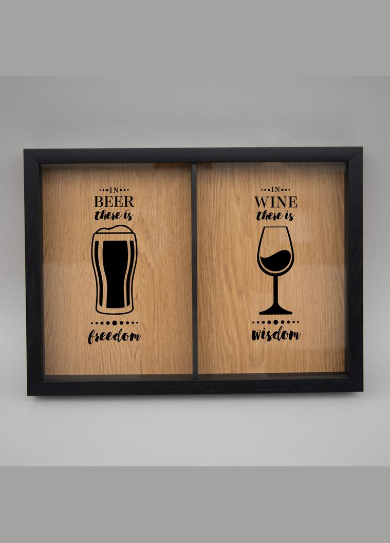 Двойная рамка копилка "Wine wisdom, Beer freedom" для пробок (BDDOUBLE-08) black-brown BeriDari (293508980)