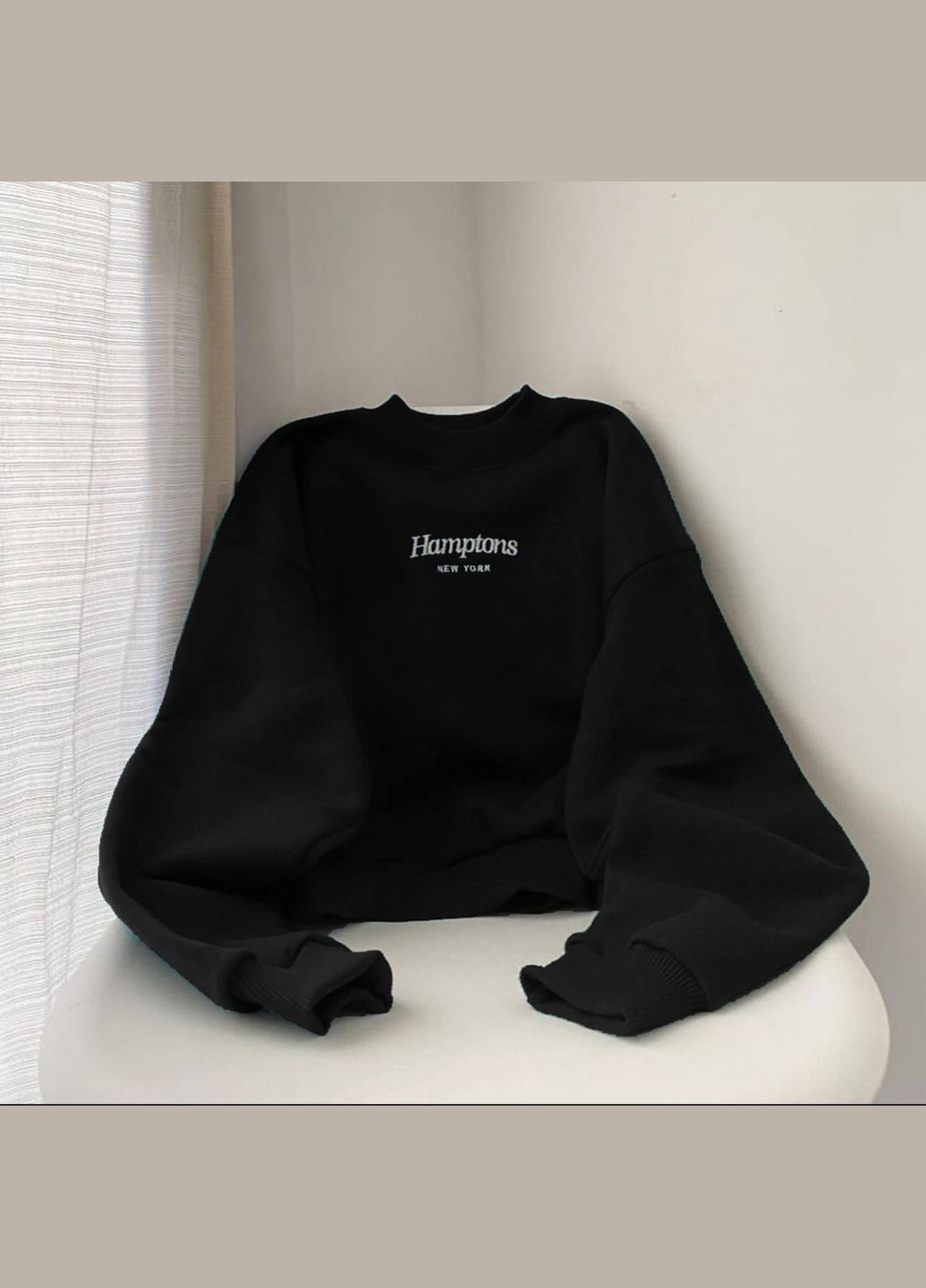 Черный женский свитшот оверсайз с надписью Avanti надпись (320372223)