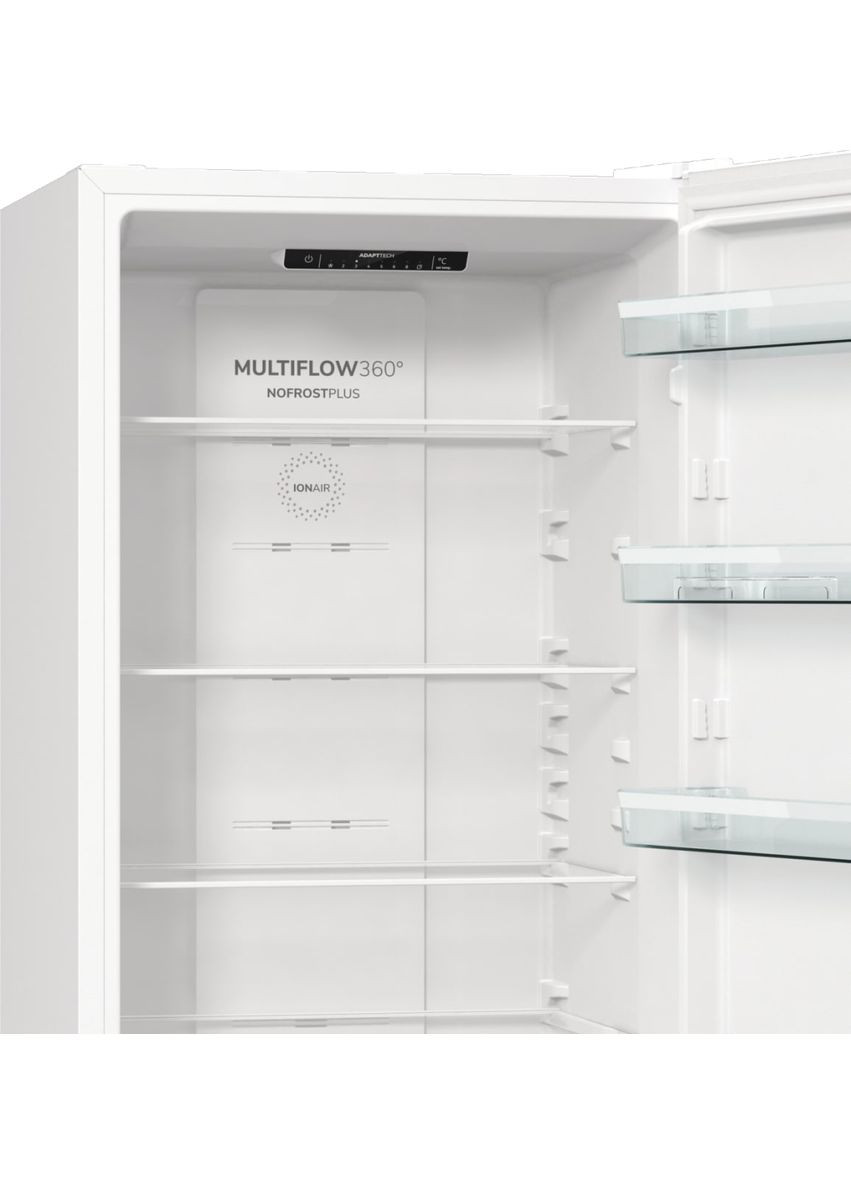 Холодильник з нижн. мороз. камерою NRK6202EW4, 200х60х60см, 2 двері, 235(96)л, А++, NoFrost+, Зона св-ті, Gorenje (364275278)