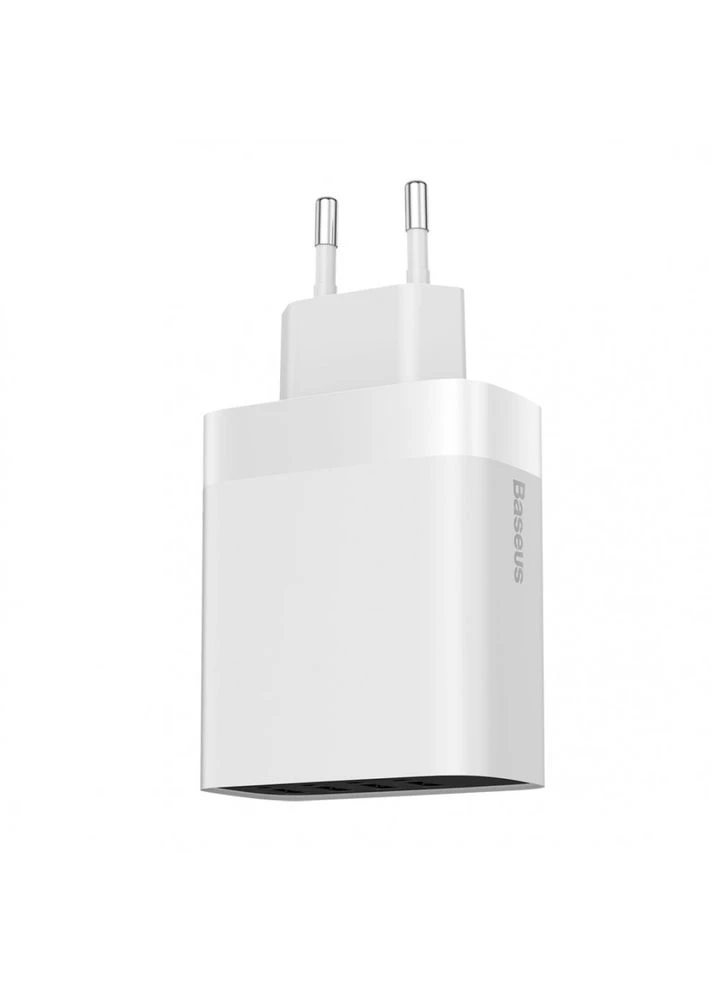 Мережевий зарядний пристрій 30W (EU) White (CCJMHB-B02) Baseus Mirror Lake Digital Display 4USB Travel Charger (361347101)