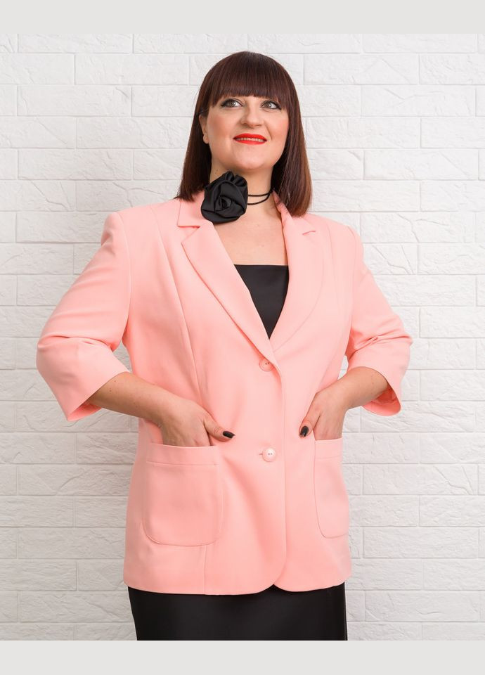 Персиковый женский пиджак 20150-6 Alenka Plus -