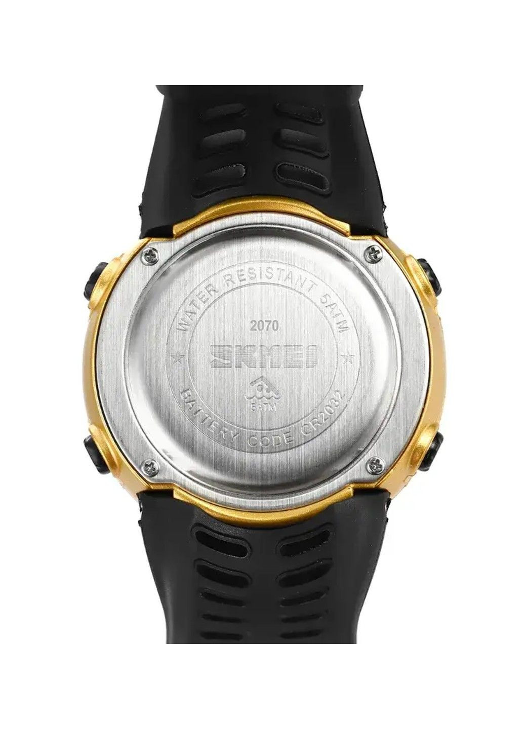 Спортивний наручний годинник 2070 (Чорний з золотим корпусом та чорним циферблатом) Skmei (314483713)