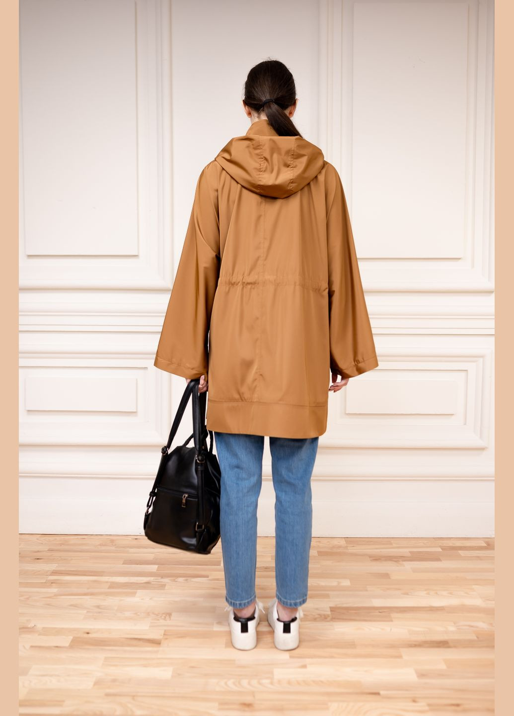 Рыжий женский радый плащ с капюшоном в стиле сафари каван Dolcedonna -