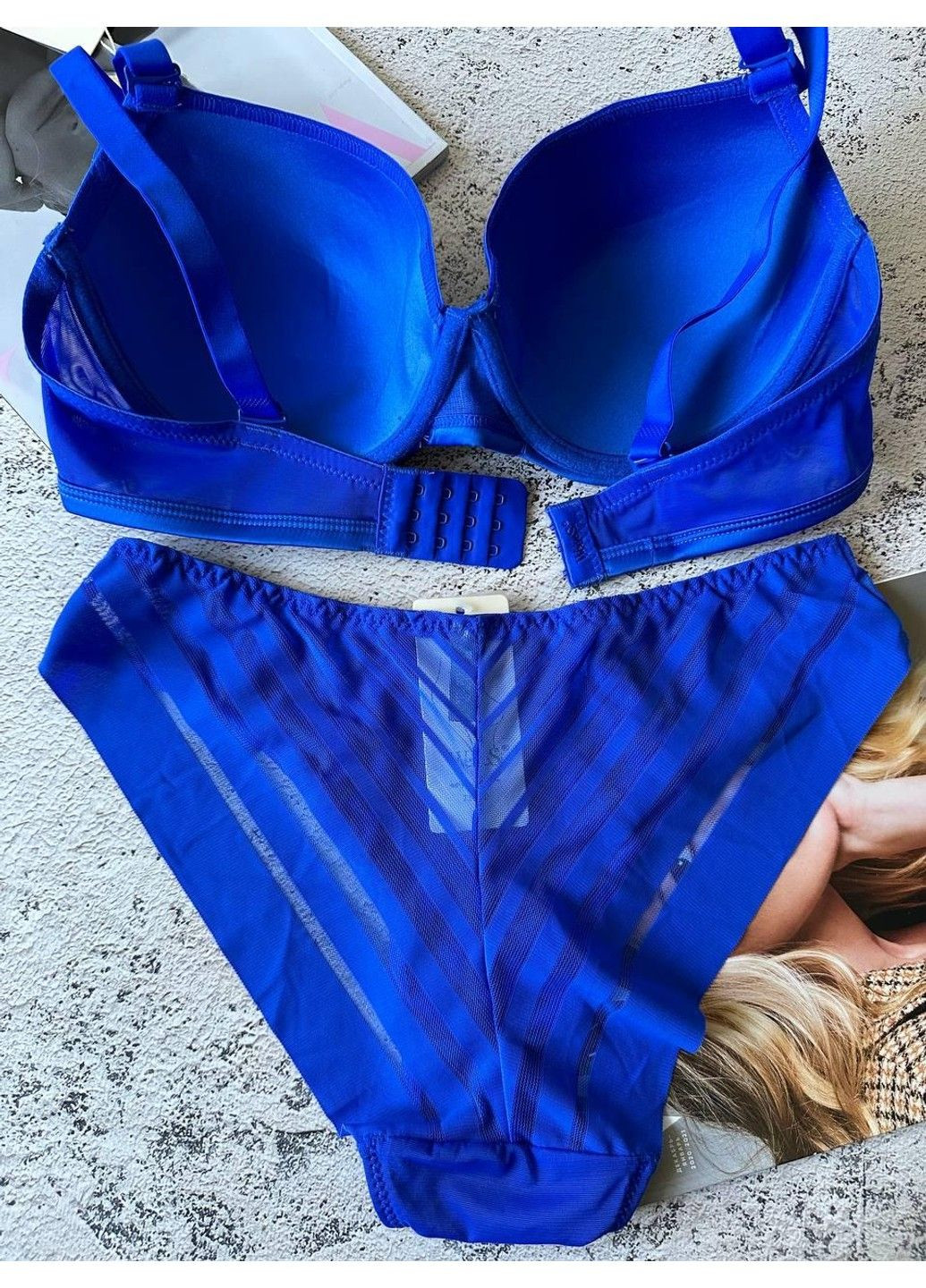Синій жіноча нижня білизна на чашку d, трусики та бюстгальтер комплект синій Weiyesi