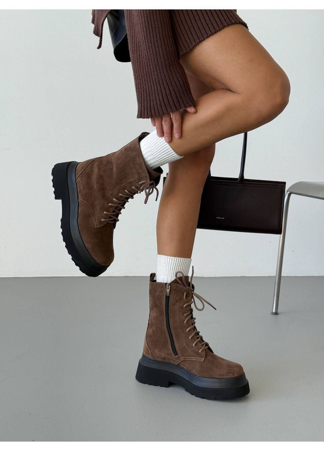 Зимние зимние замшевые берцы Helen из натуральной замши