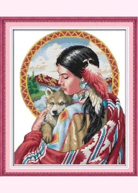 Набір для вишивання за нанесеною на канву схемою "Indian girl" . AIDA 14CT printed, 36*42 см Joy Sunday (313613632)