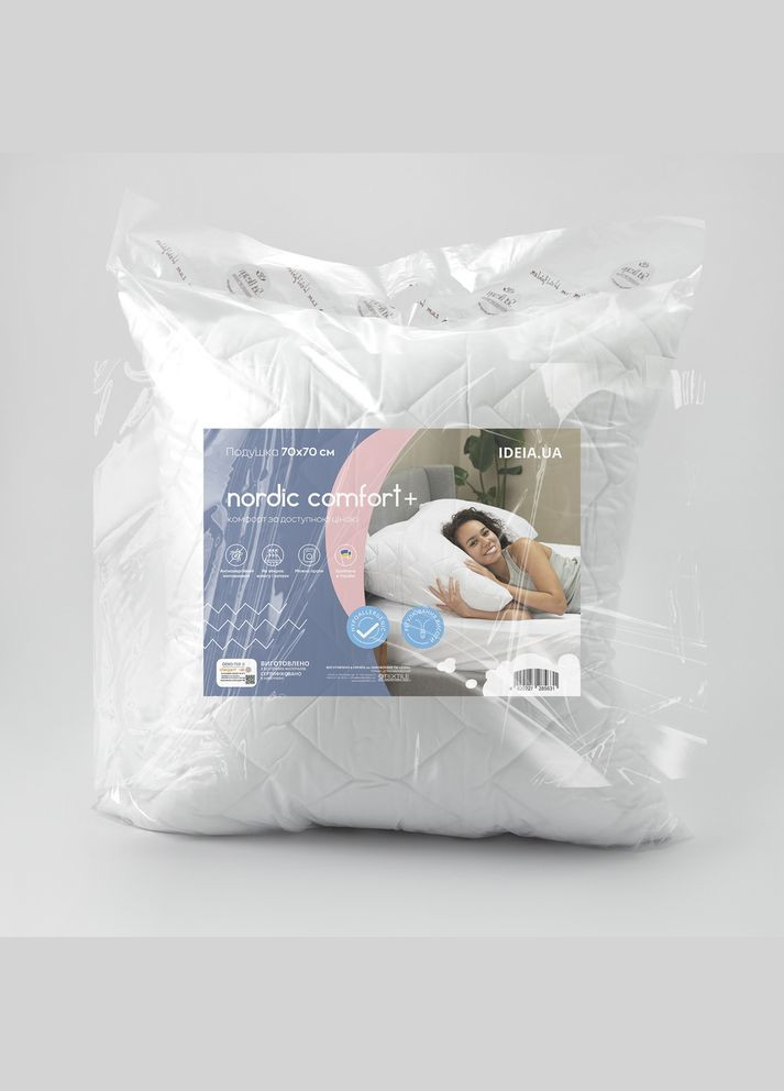 Подушка NORDIC COMFORT 60х60 см чехол стеганный антиаллергенное волокно белая IDEIA (280911878)