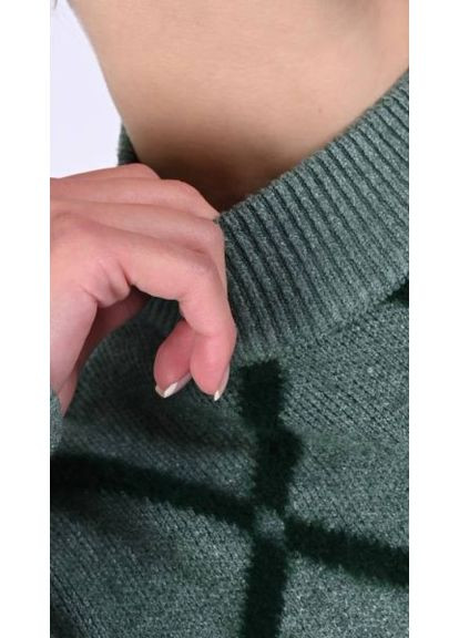 Зеленый демисезонный свитер женский теплый, оверсайз, удлиненный, (арт. 852) No Brand