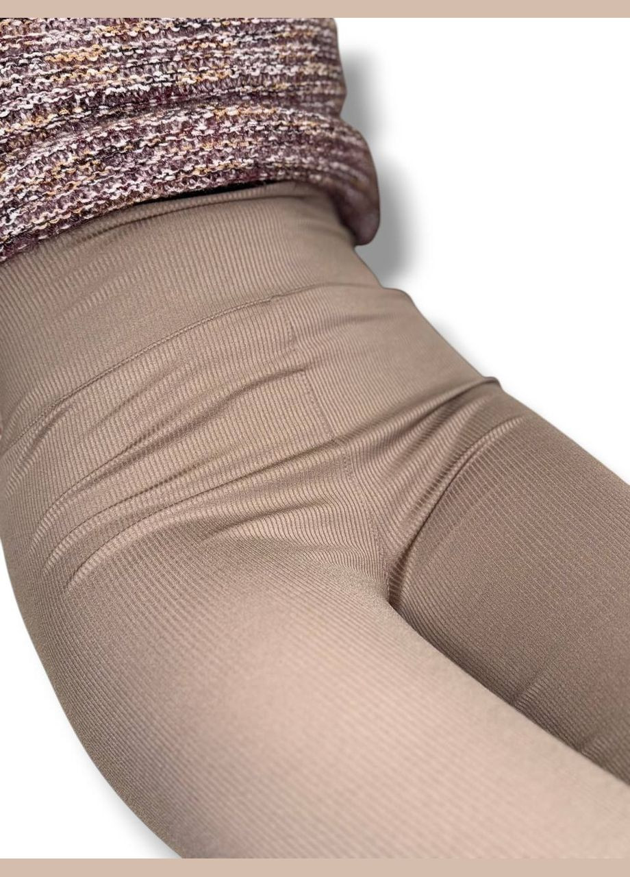 еластичні з високим широким поясом чорні No Brand Лосини в рубчик (322873917)