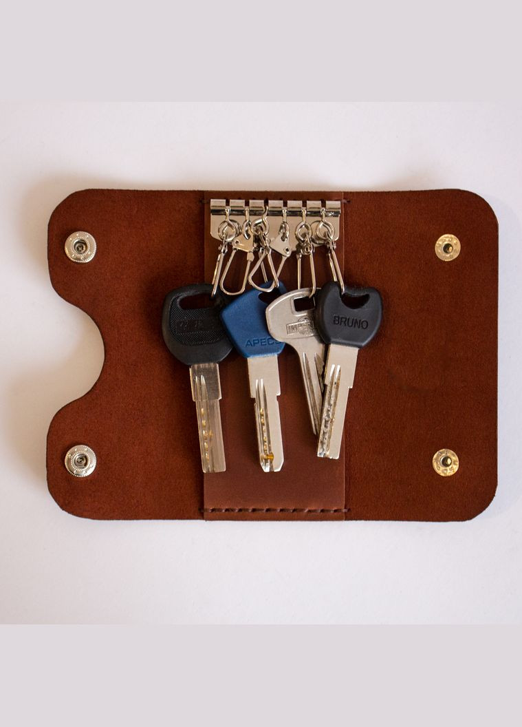 Ключница, 6 карабинов, натуральная кожа, цвет коньяк SD Leather (306557940)