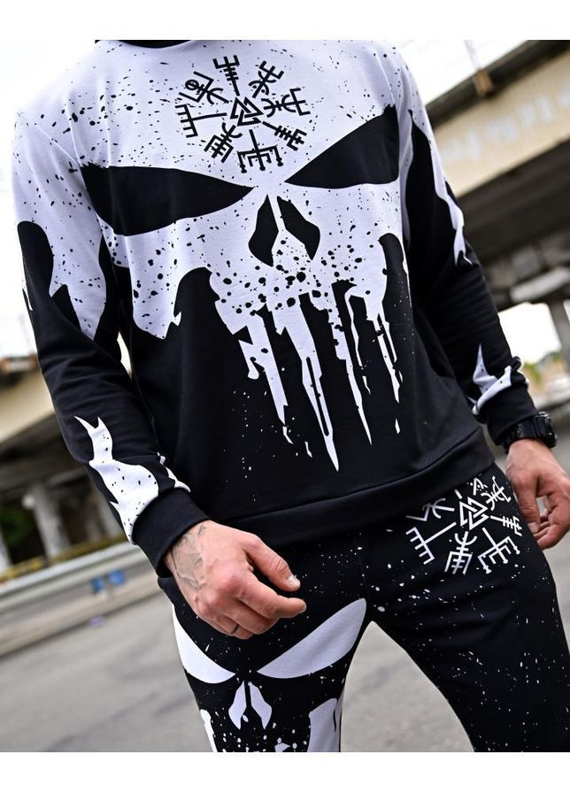 Чоловічий спортивний костюм демісезонний Руни чорно-білий Freedom (363317835)