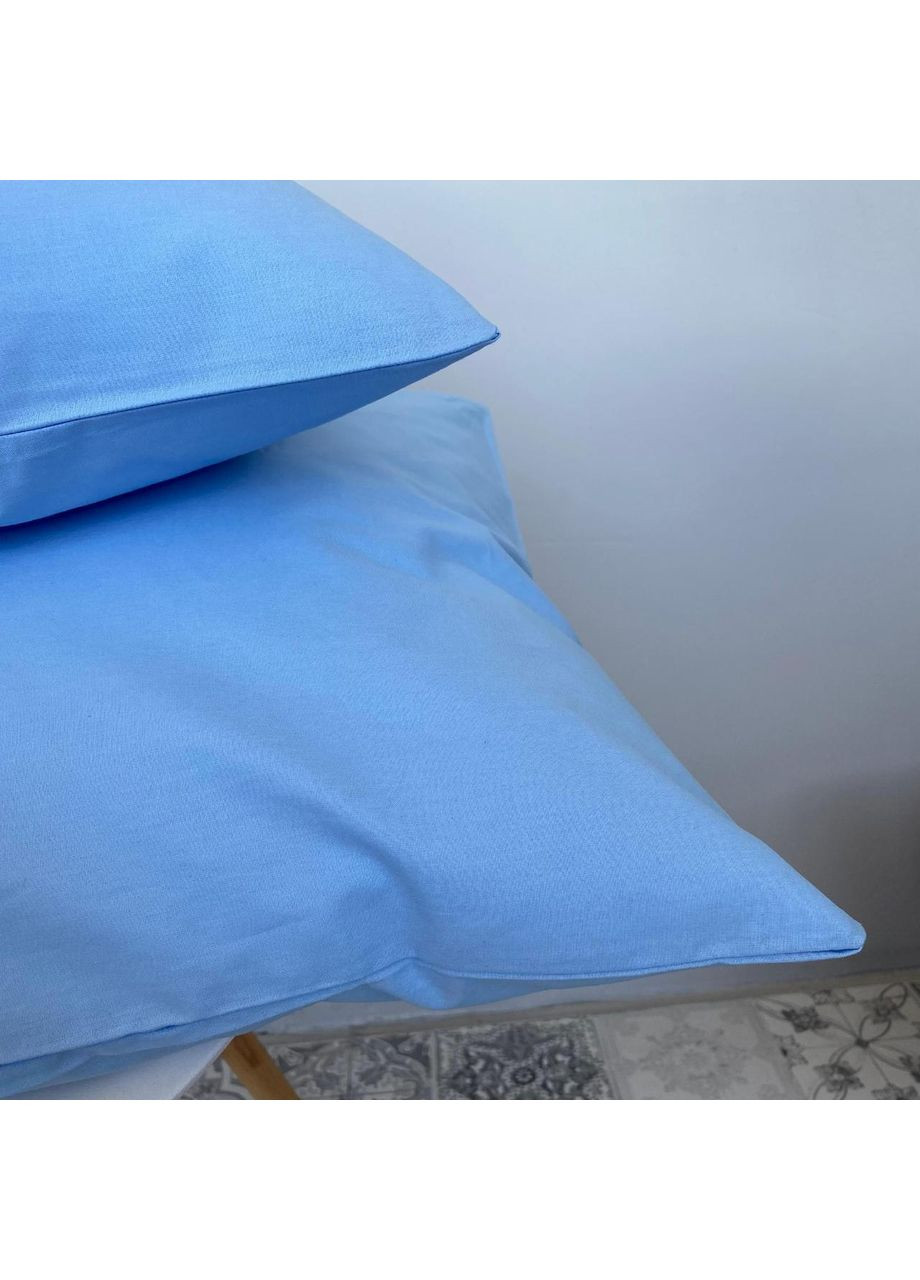 Постільна білизна з резинкою Світло-блакитний, ранфорс Полуторний розмір, наволочки 70/70 No Brand (364220168)