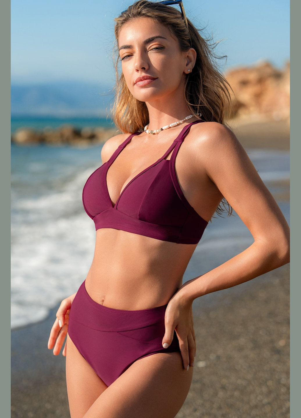 Бордовые купальные трусики однотонные CUPSHE