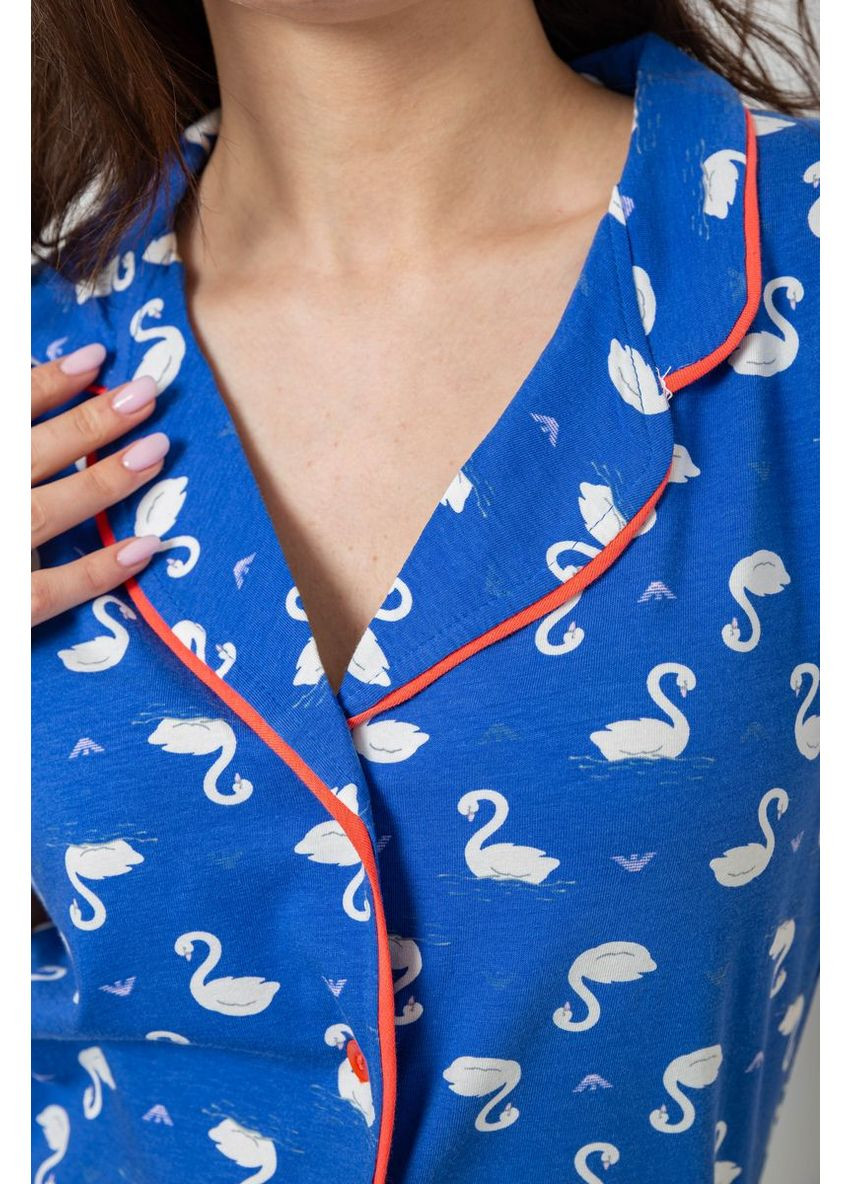 Синяя всесезон женская пижама с принтом, цвет синий, 243r19014. Isik