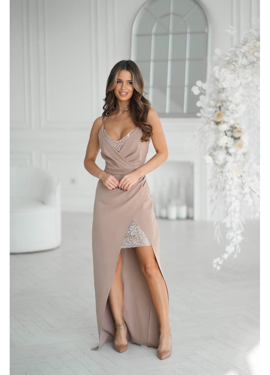 Темно-бежевое платье, цвет темно-бежевый Fashion