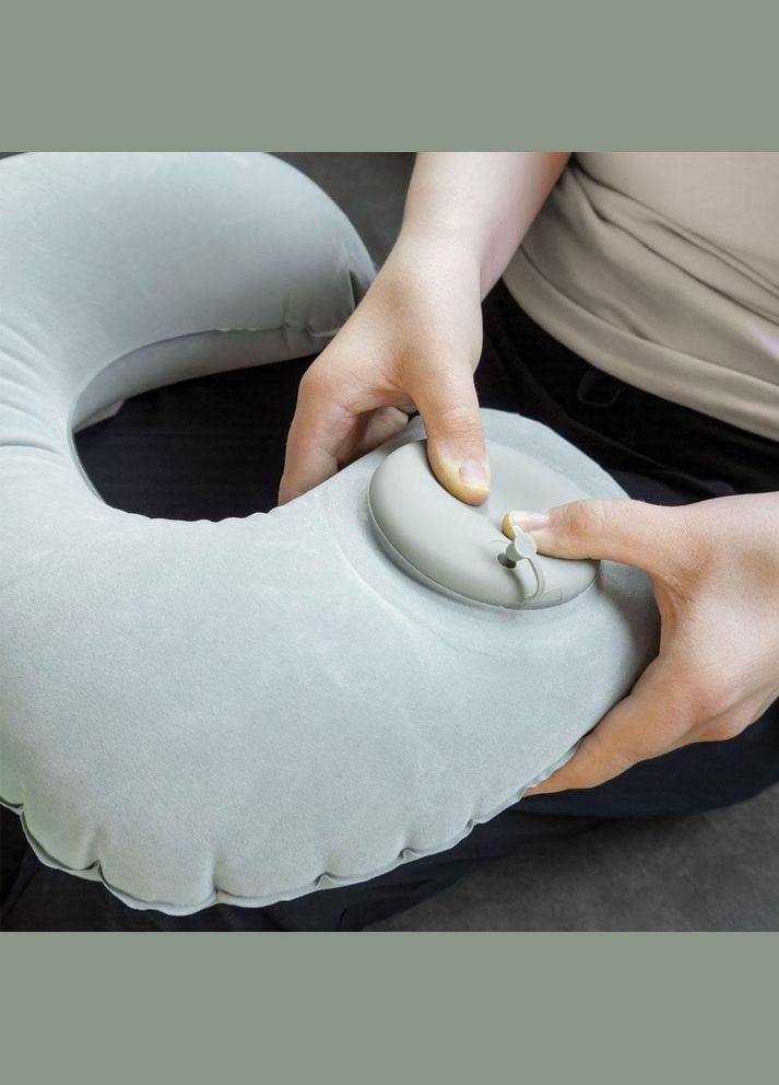 Подушка-підлогівник дорожня з вбудованим надувним клапаном сіра (IY0047) No Brand (339067173)