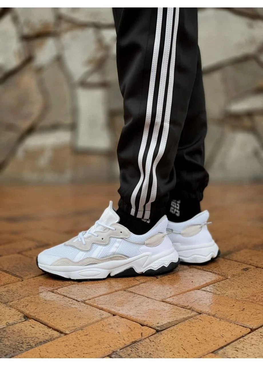 Белые демисезонные кроссовки мужские adidas ozweego adiprene pride white beige black адидас озвиго белые No Brand
