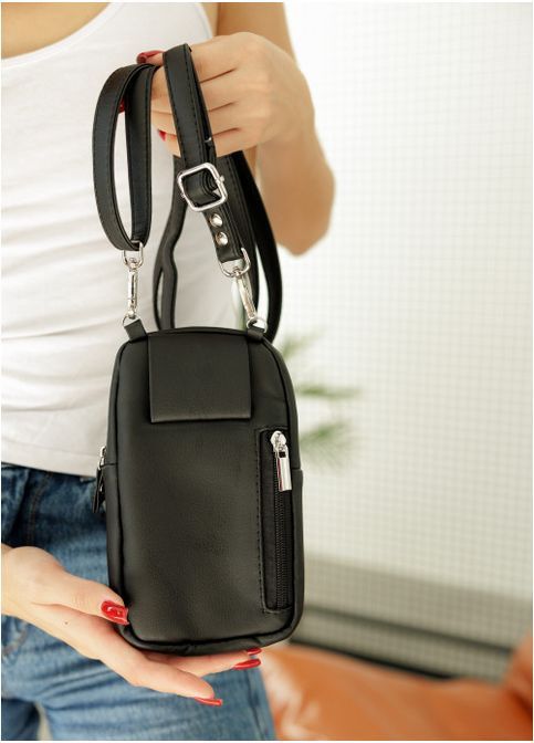 Жіноча сумка для телефону з екошкіри Чорна (963019311) Sambag (361244901)