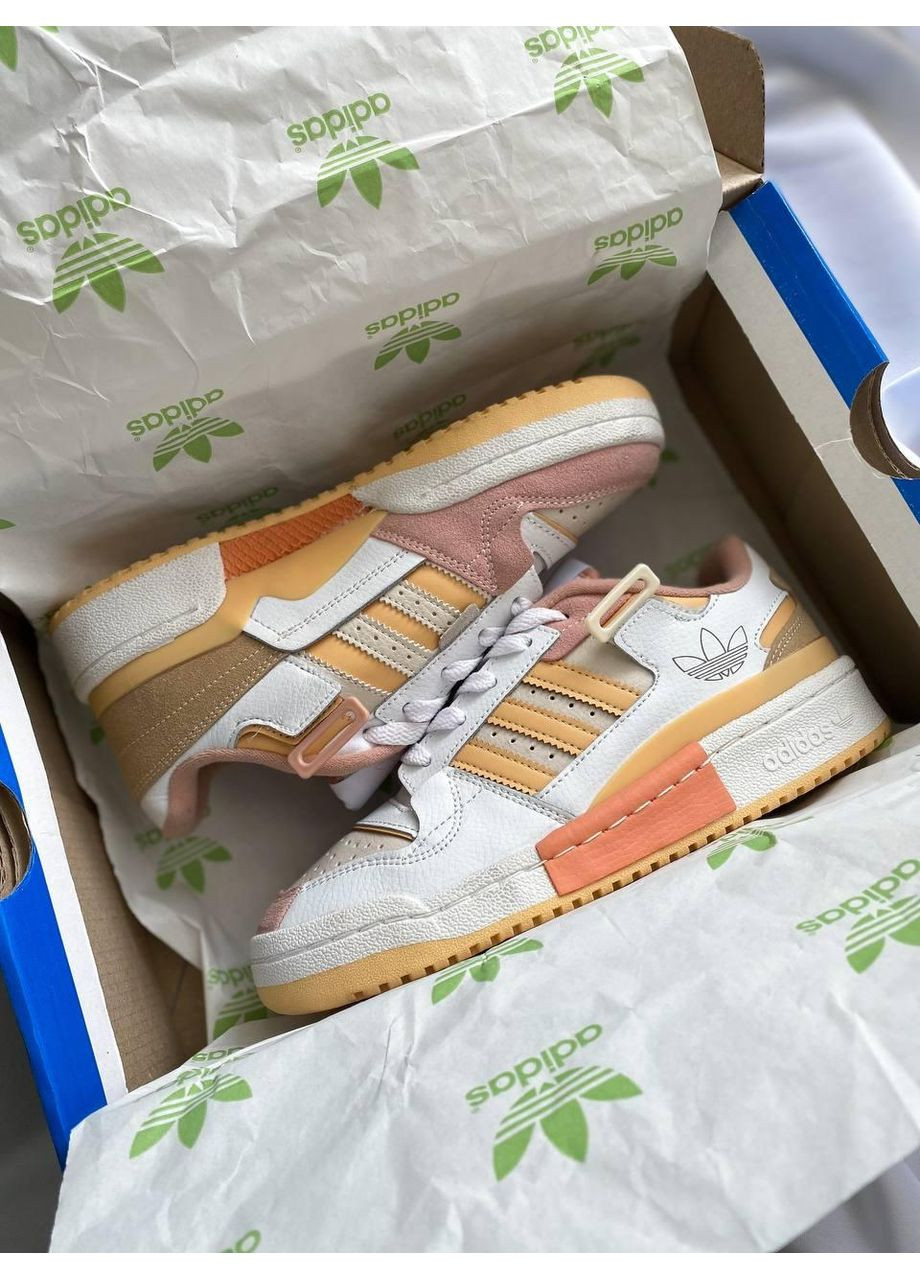 Белые демисезонные кроссовки мужские adidas forum 84 low white orange адидас форум 84 No Brand