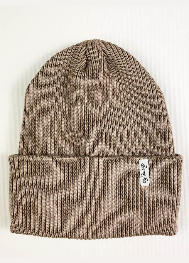 Теплая вязаная шапка на флисе Semejka (322034078)