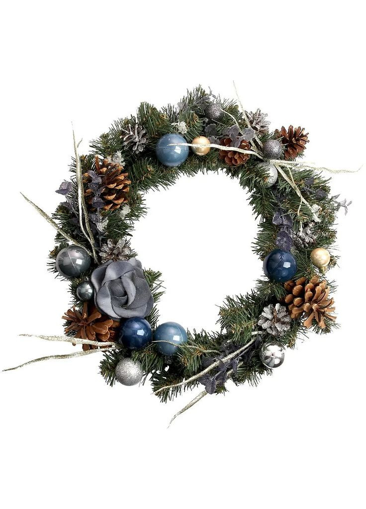 Вінок штучний різдвяний з прикрасами Лавандовий сюрприз 904949 30 см Yes (369345535)