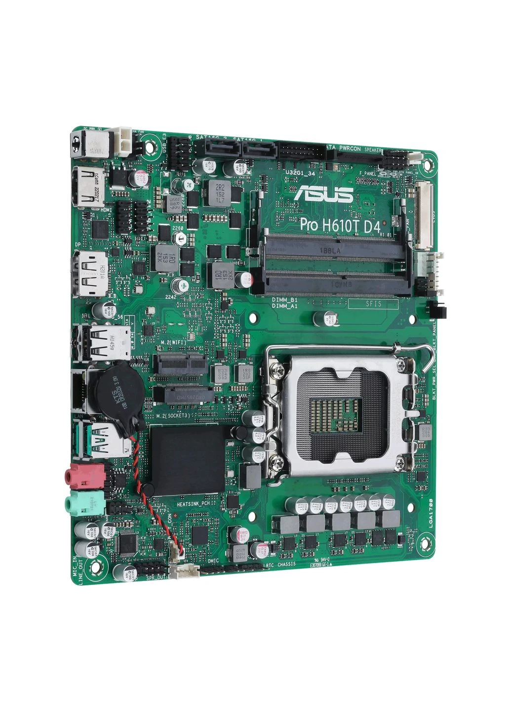 Материнская плата PRO H610T-CSM s1700 H610 2xDDR5 M.2 HDMI DP LVDS Thin mITX Asus (387368458)