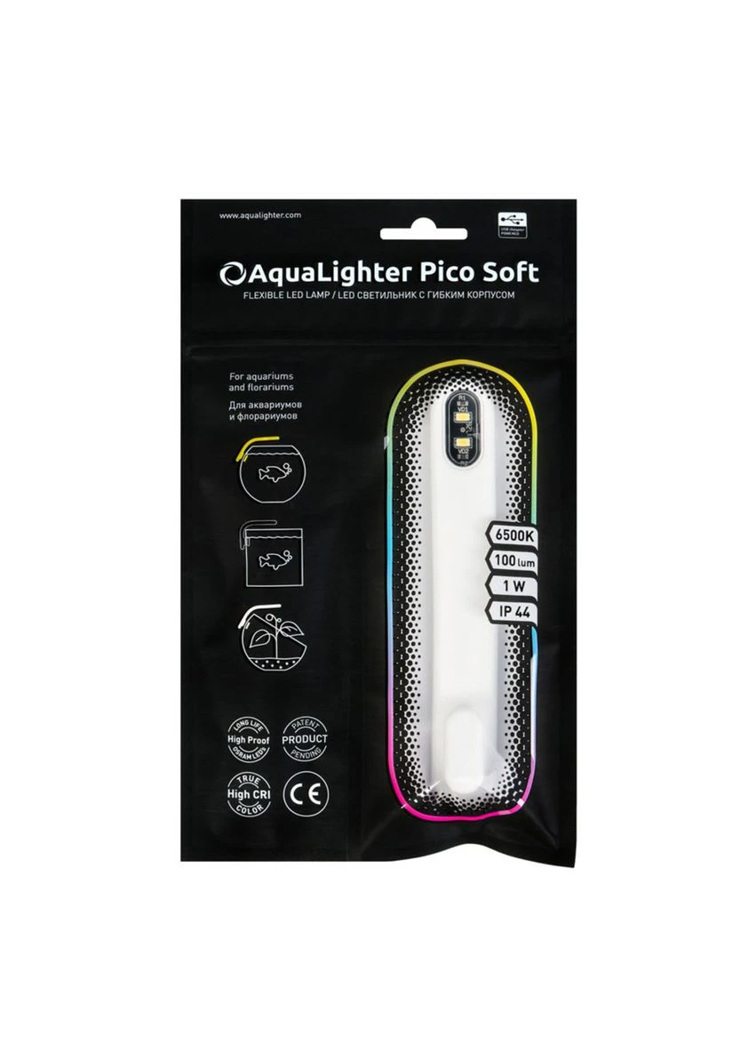 Світлодіодний світильник Pico Soft для квадратного акваріума до 10 л круглого — до 30 л 6500 К білий AquaLighter (288576479)