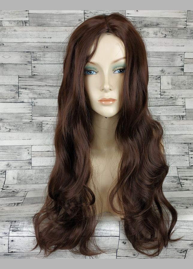 Парик женский длинный волнистый коричневый шоколадный каштановый с пробором без челки 70см No Brand 3628 (321967441)