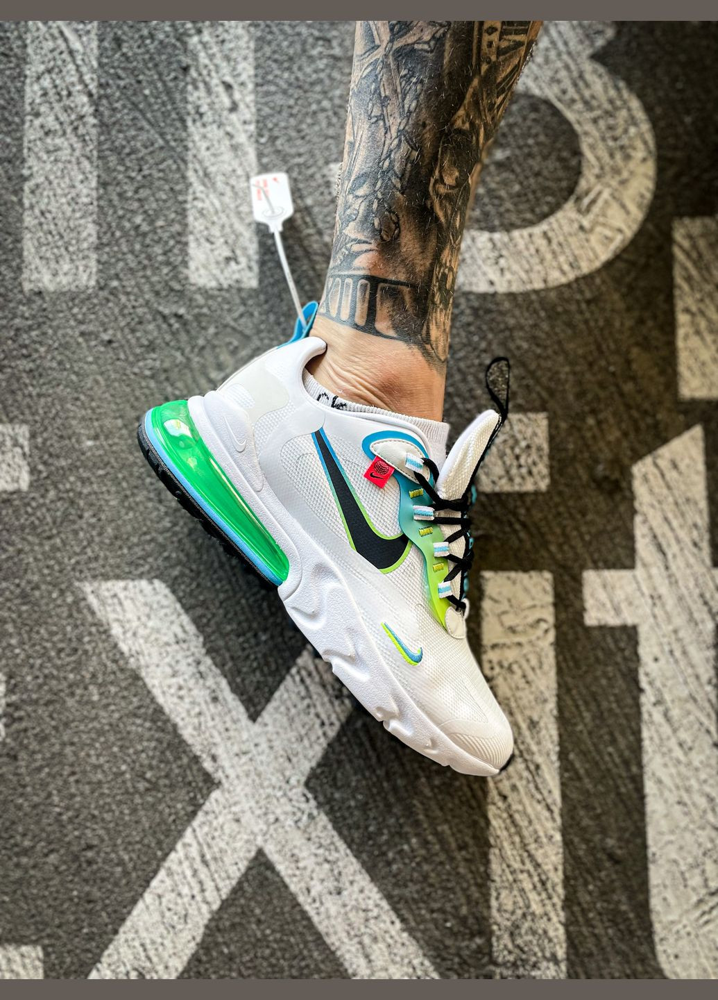Білі Осінні кросівки чоловічі nike air max 270 react ww white green blue | найк аір макс 270 реакт білі No Brand