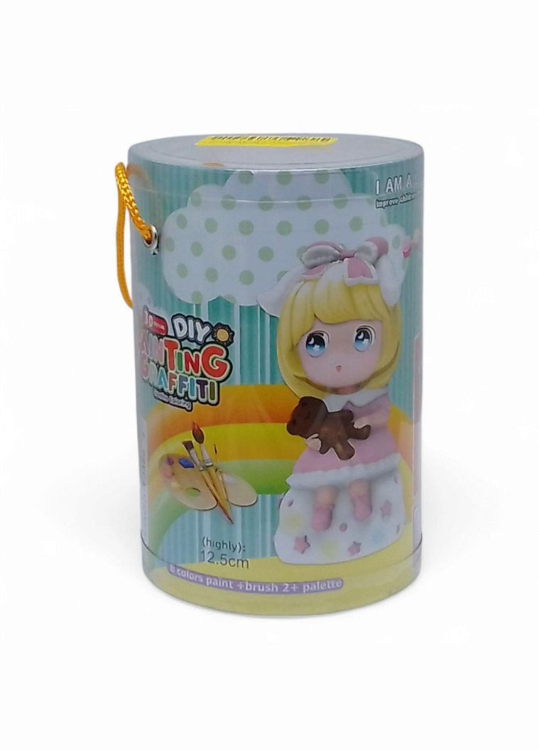 Набор для творчества Раскраска Девочка резиновая фигурка копилка кисти набор красок (2023-916B) MIC (362423464)