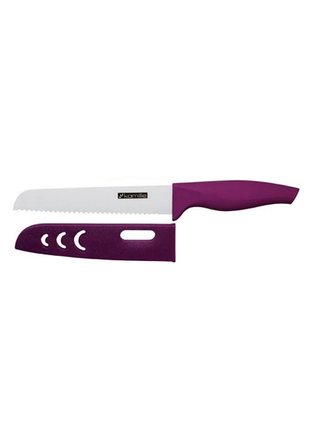 Нож кухонный керамический для хлеба 15 см Kamille фиолетовые,