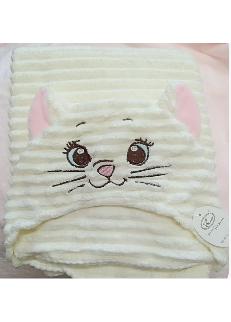 Детское полотенце капюшон Зверята 140*100 No Brand однотонный белый