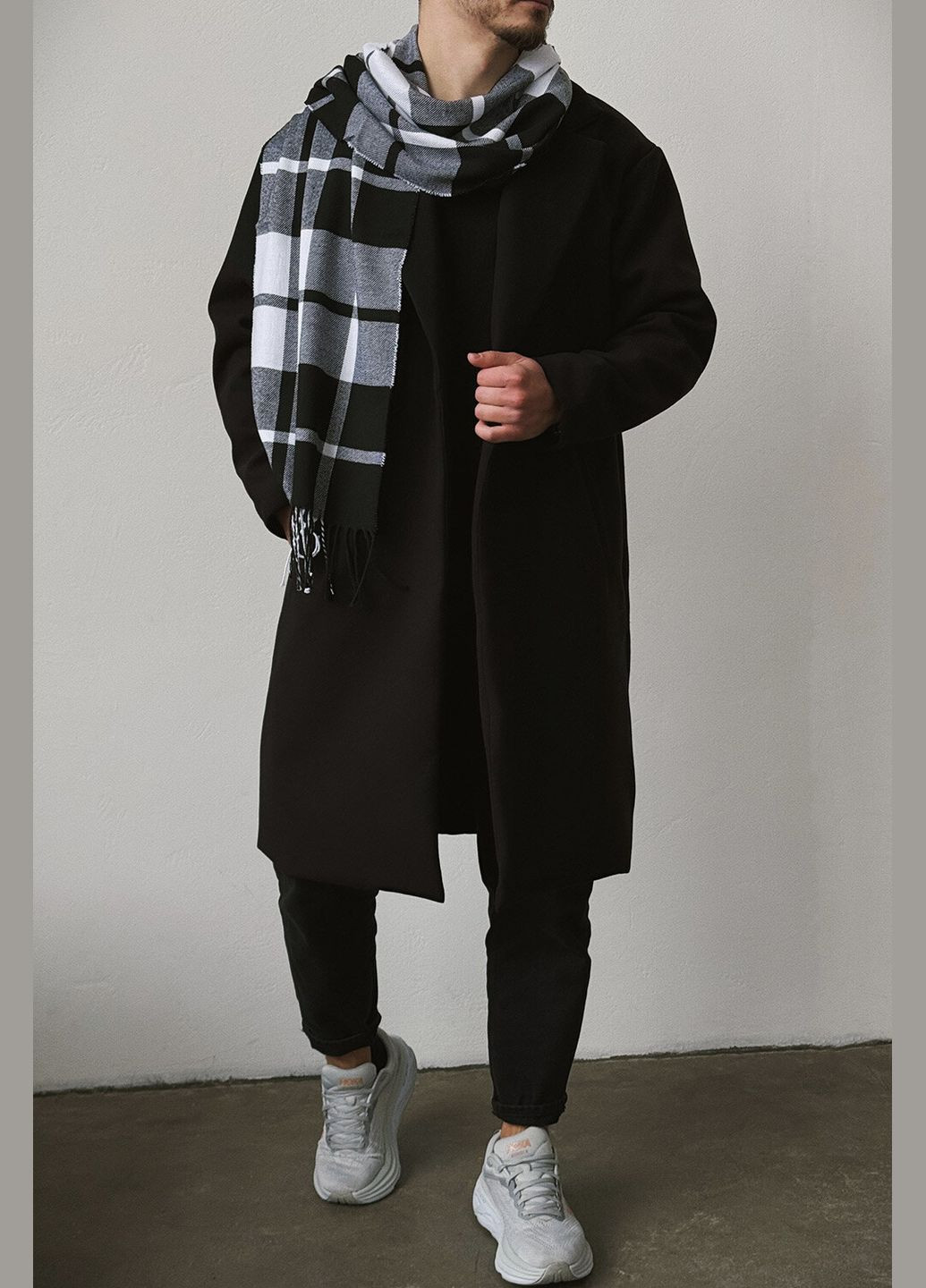 Чоловічий шарф у клітинку чорного кольору Without (314696453)