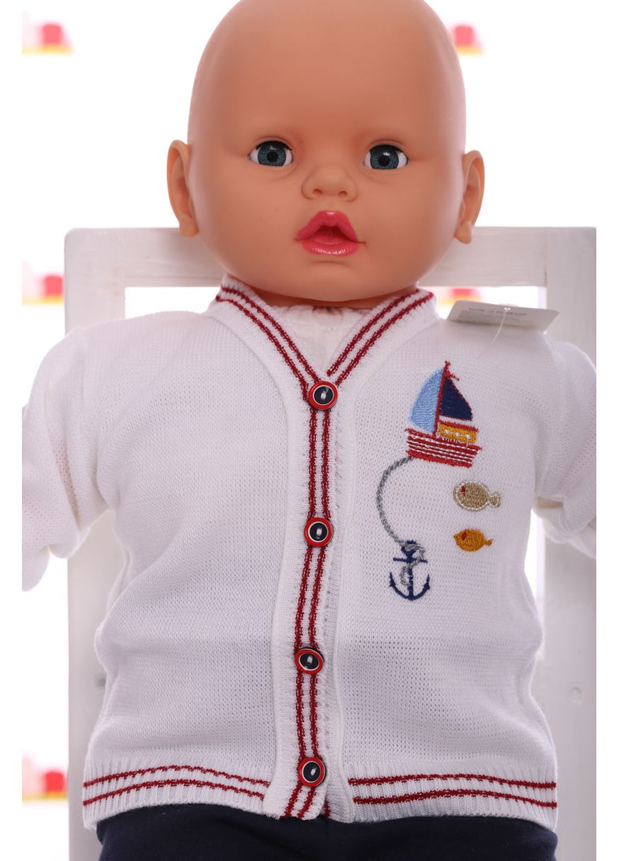 Червоний зимовий кофта з довгим рукавом для хлопчика в'язана з червоним корабликом. 86 см (28292) BABYKROHA