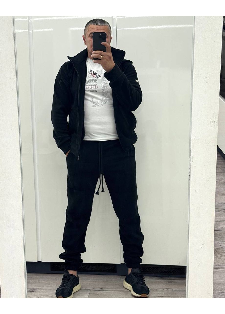 Чорний зимній чоловічий теплий спортивний костюм брючний No Brand
