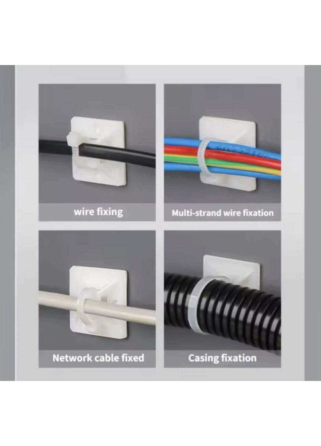 Органайзер Фиксатор кабеля под стяжки хомут самоклеящаяся площадка прокладка кабеля + нейлоновый хомут 3M 1 L шт Черный Captain (370665147)
