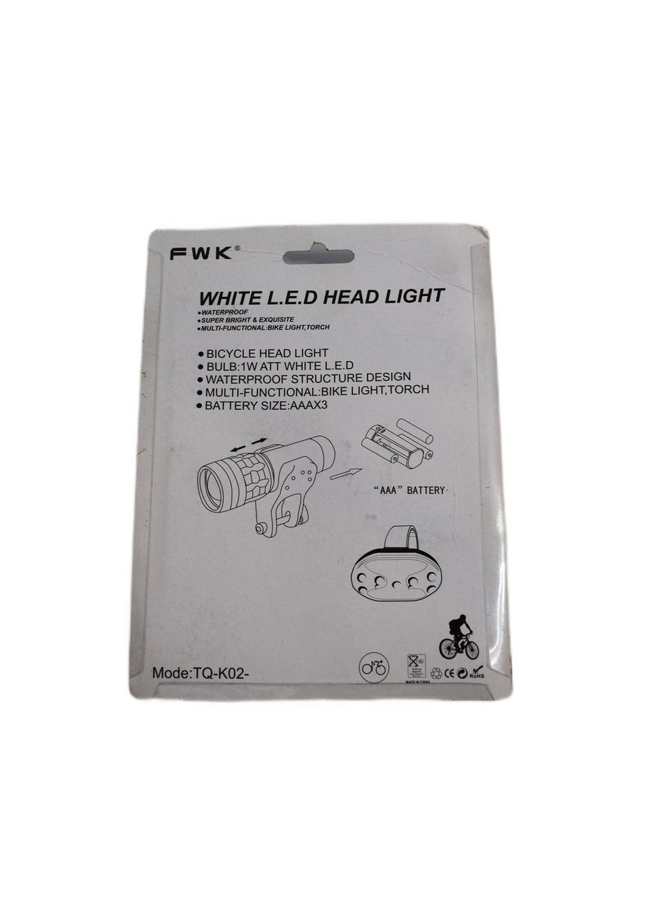 Комплект ліхтар фара велосипедна з кріпленням та заднім стопом TQ-K02 No Brand (312551237)