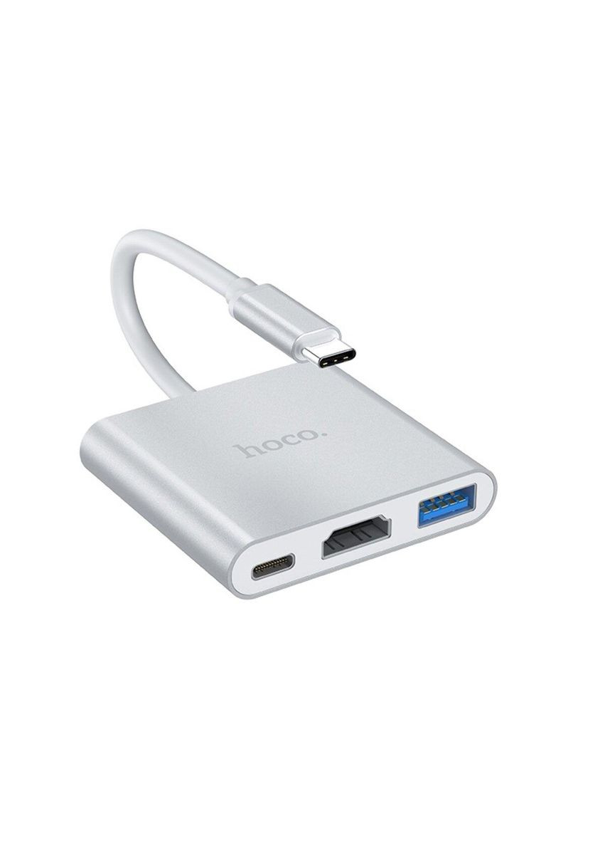 Кабель-переходник HB14 Easy use Type-C Adapter(Type-C to USB3.0+HDMI+PD) Silver Hoco (355412599)
