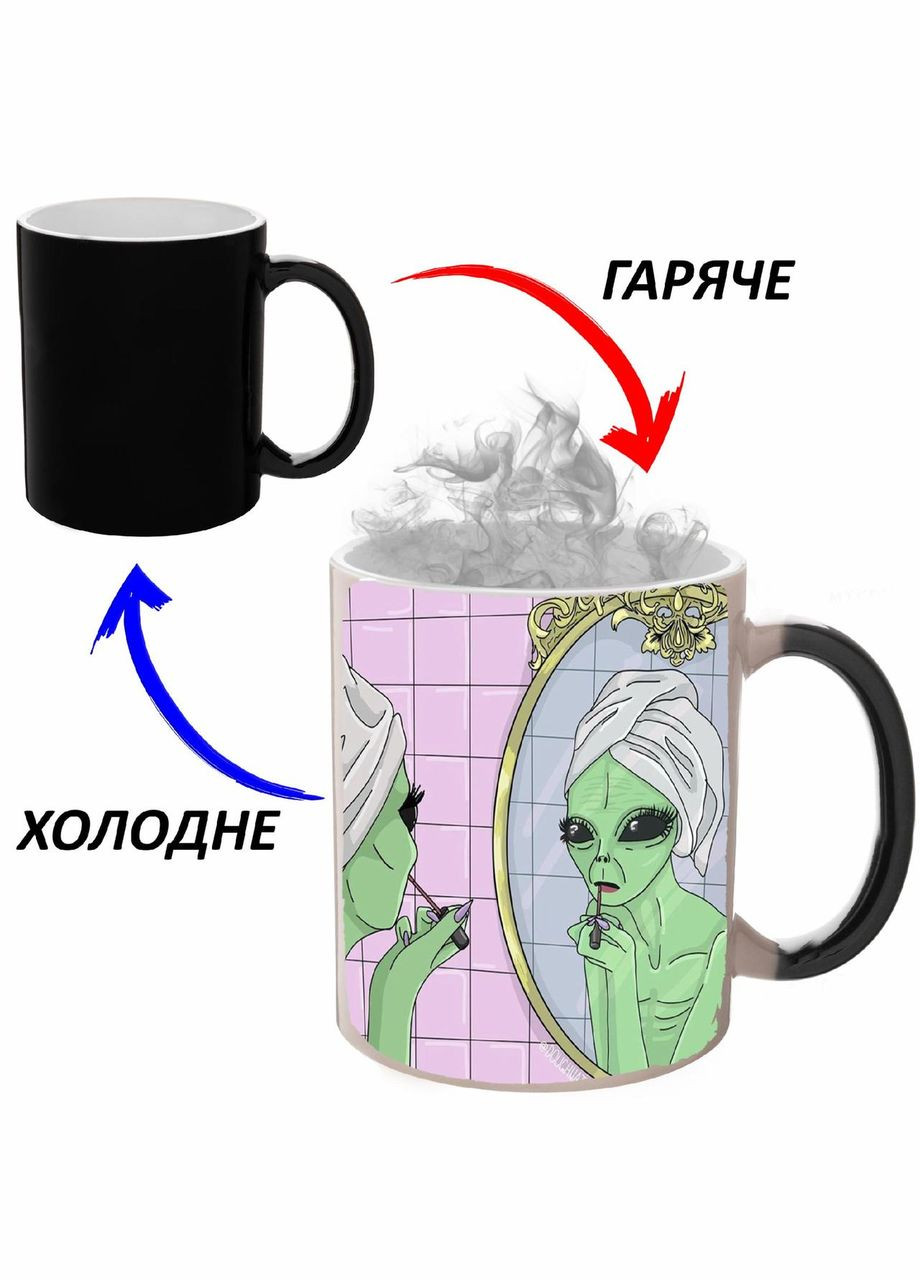 Чашка хамелон (кружка, чашка) Инопланетянин #023 Черная 330 мл No Brand (323472340)