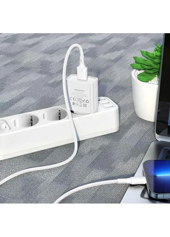 Сетевое зарядное устройство с кабелем BA74A Aspirer single port charger set(iP) White Borofone (389297447)