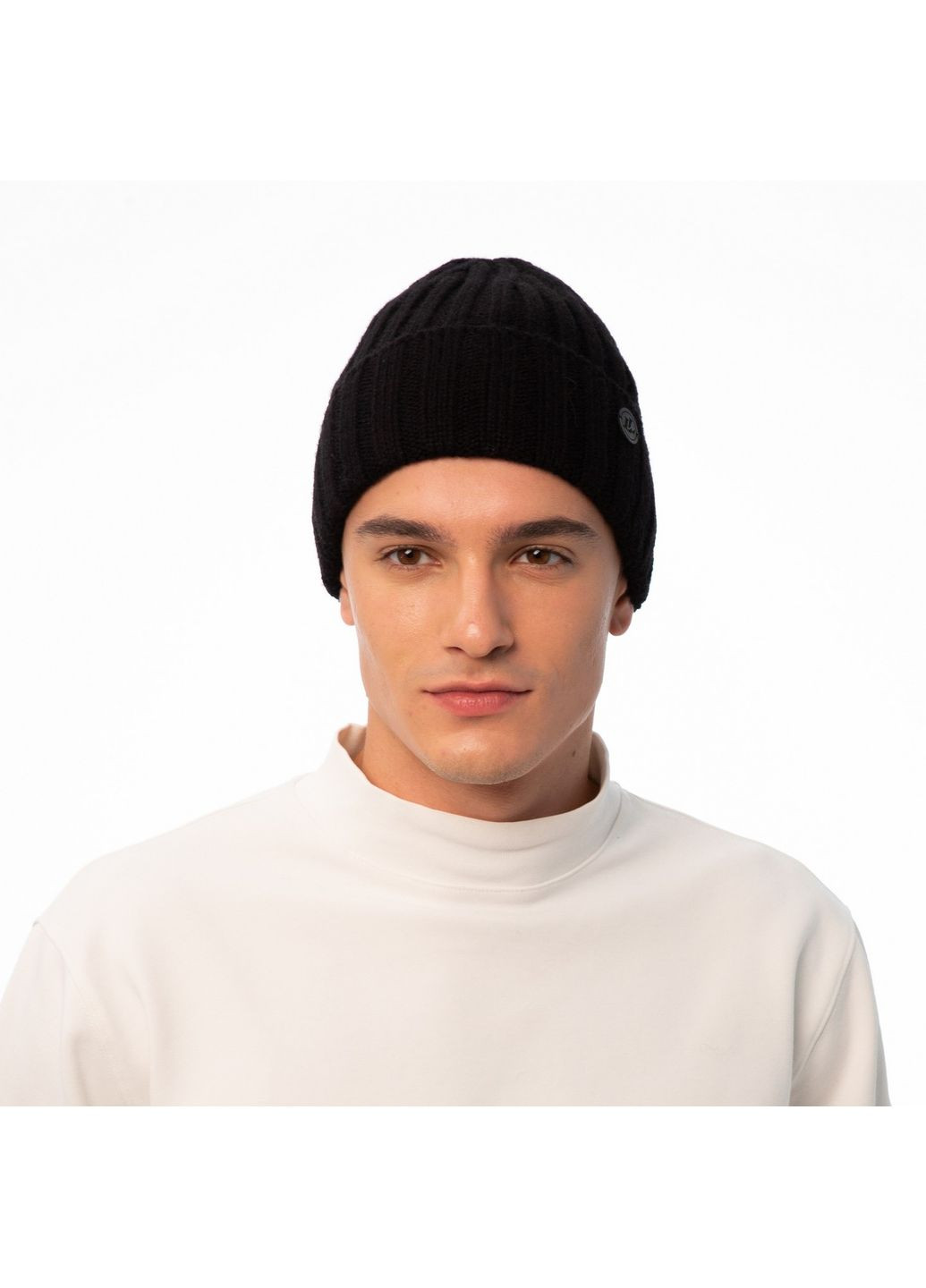 Шапка біні чоловіча вовна з акрилом чорна CLARK 255-517 LuckyLOOK 255-517M (322791736)