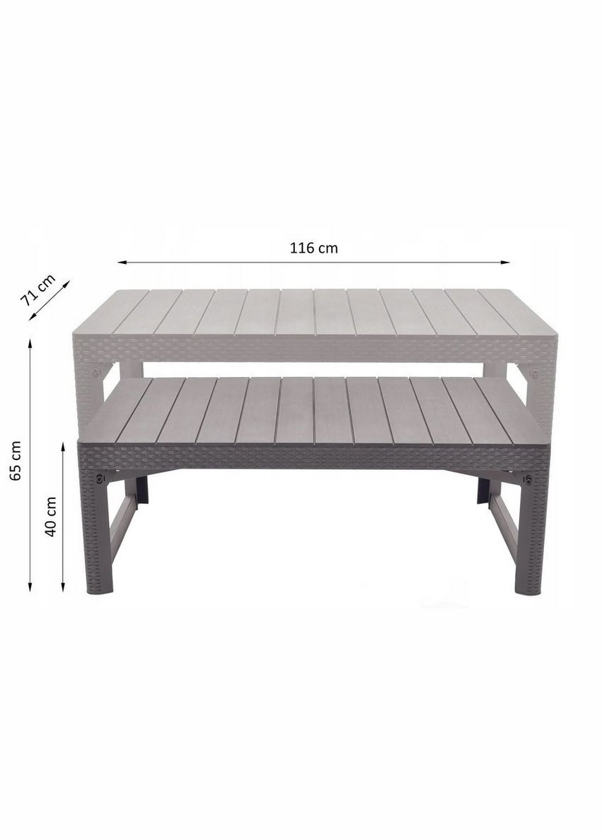 Стіл для саду пластиковий Keter Lyon rattan table, бежевий Allibert (329407556)