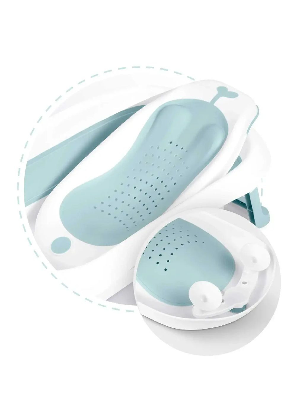 Детская складная ванночка с термометром дисплеем вставкой на присосках нескользящими ножками (476386-Prob) Бело-голубая Unbranded (280898367)