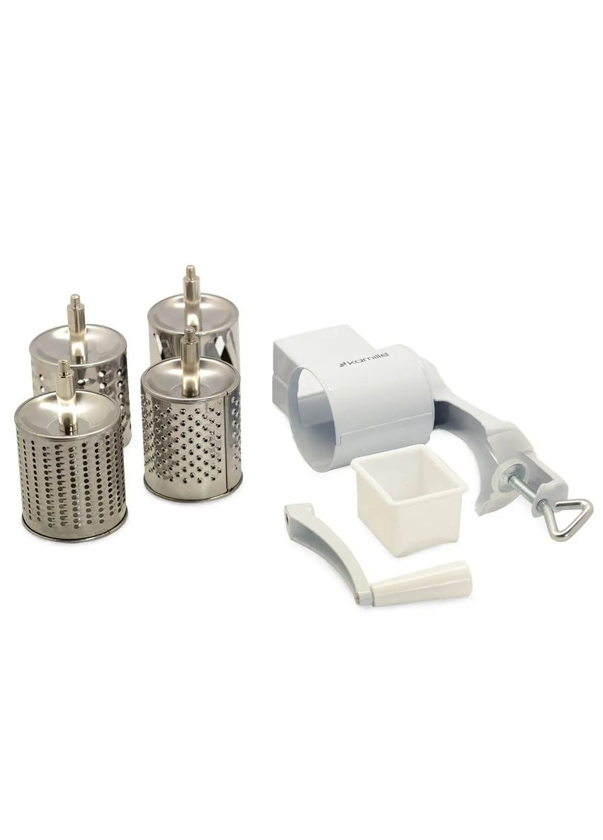 Універсальна тьорка ПОВНІСТЮ з нерж. сталі. механічна 4 насадки KM-6503 Kamille (342117467)