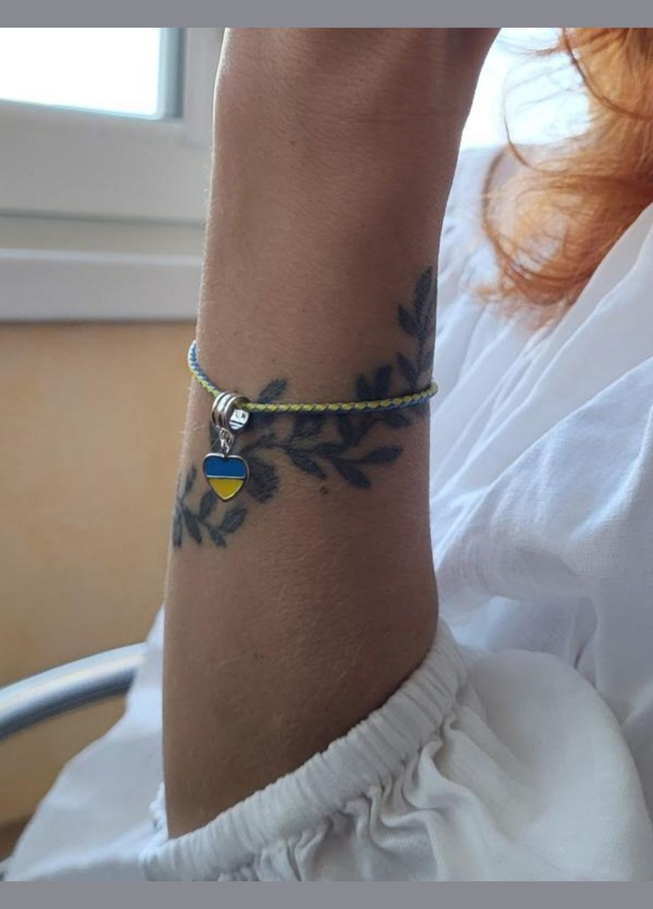 Серебряная подвеска Шарм с подвеской Сердце Украины с желтой голубой эмалью серебро 925 пробы 38210 No Brand (306741300)