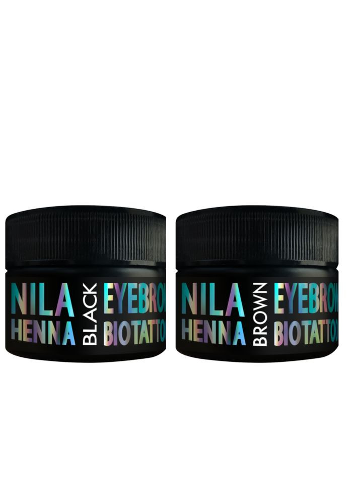 Набір Хна для брів та біотату Чорна (Black) 100г + Коричнева (Brown) 100г Nila (335877585)