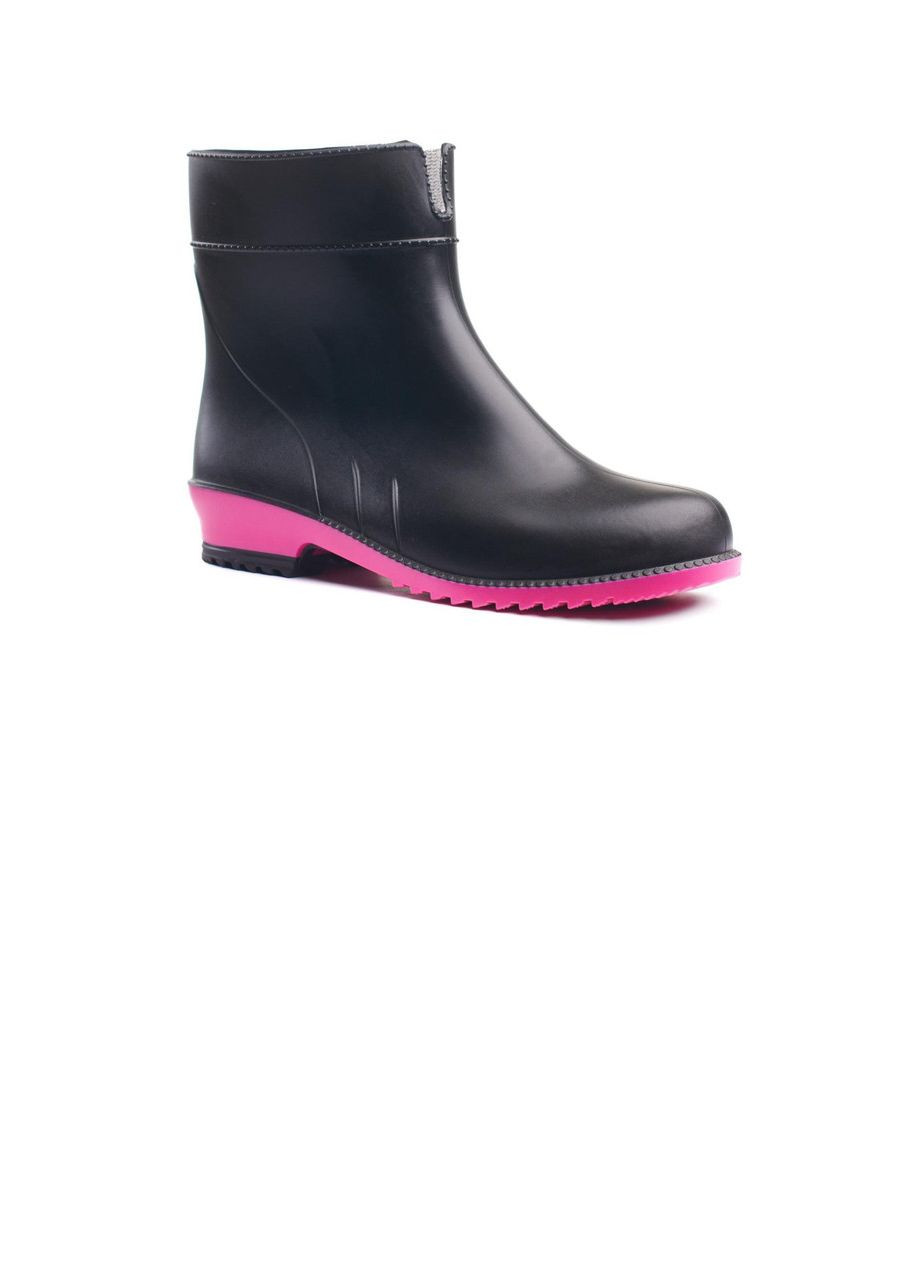 Чорні жіночі гумові чоботи ( чорно-рожеві ) (425001) Litma (342419193)